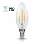 Lampada LED 4W E14 Chama/Vela Transparente Warm White