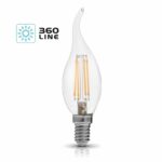 Lampada LED FDE 4W E14 Chama/Vela 360ºLINE Warm White
