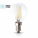 Lampada LED 4W E14 Esférica/Globo Transparente Warm White