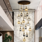 SUSPENSÃO NORMA PRETO LATÃO 18 LAMP. E27 c/ comando